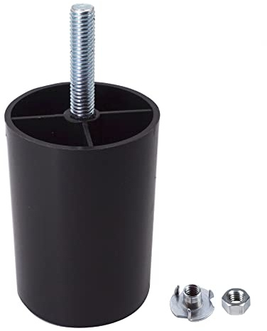 SKIR'CO (paket med 8 st) svarta möbelben i plast, höjd 70 mm, rund Ø 50 mm möbelfötter med M8-bultar, soffben, muttrar ingår (8)