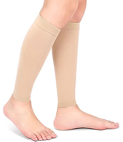 1 paire de Chaussettes de compression mollet pour homme et femme, Bas de Compression pour Varices Bas de compression sans pieds Chaussette de Contention sans Pieds (M)