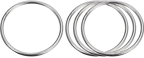 sourcing map 4 Stück O Ringe Edelstahl 304 Metallringe, 90 mm Außendurchm. 5 mm Dicke Geschweißter O-Ring für Befestigung Schrauben Haken Campinggürtel Hundeleinen Taschen Paracord Zubehör