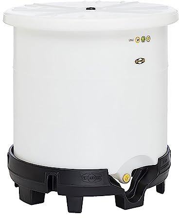 Speidel Maischefass 1000 Liter mit Sockel unterfahrbar, Kunststofffass zum Lagern von Obst- und Getreidemaische, UV-beständig und lebensmittelecht, Maische Fass mit Auslaufsicke, leer stapelbar