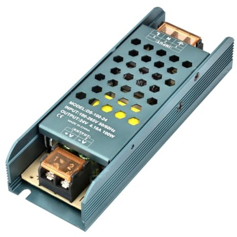 Jandei - Fuente de Alimentación Transformador Ultrafino 110/220V AC a 24V DC 100W 4,16A, Instalación en Interior IP20, para Tira Led, Neón o Dispositivos de Bajo Voltaje