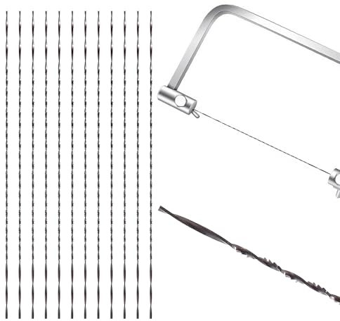 VooGenzek 12 Pezzi 6# Lame per Sega a Scorrimento con Denti, Lame da Traforo con Dentatura, Sega a Lame con Denti a Spirale, Lame per Seghe a Scorrimento, per Taglio del legno Segatura e Intaglio(6#)