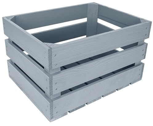 Creative Deco Kiste Holz Deko Holzkiste Grau | 40 x 30 x 23 cm | Geschliffen | Obstkiste Weinkisten Apfelkiste | Perfekt als Geschenkbox Spielzeugkiste Aufbewahrungskiste Osterdeko