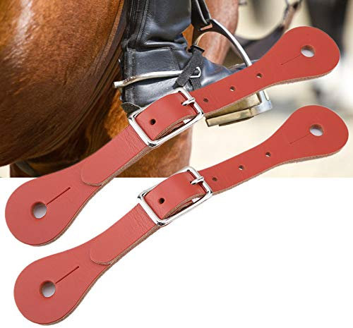 1 Paar Reitzubehör, Handgefertigt, Echtes Leder, Reitsport-Sporenriemen, Schwarz, für Sport und Outdoor (BROWN)