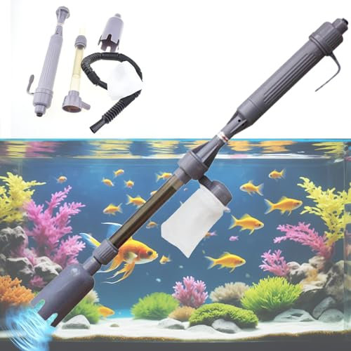 RUYICZB Aspirador Automático para Acuario Limpiador De Grava con Esponja De Filtro Limpiador De Grava para Acuario Multifuncional Cambiadores De Agua para Acuarios Medianos Y Grandes