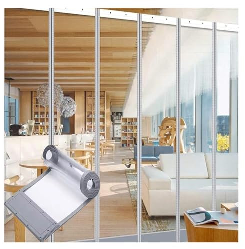 WXQTM Durchsichtiger PVC-Streifenvorhang Trennvorhang 1.6mm Temperaturbeständig Magnetischer Streifenvorhang, für Balkon, Küche und Einkaufszentrum (45x200cm)