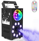 Erreyht Smoke Machine, 700W Fog Machine, 9 LED Lights with Disco Ball, Remote Control with Strobe, Auto, Single Color, Smoke Mode for Party Christmas Halloween DJ Stage Effect