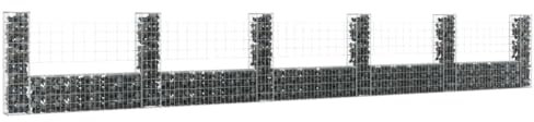 UJCHVHN Fencing & Barriers U-shape Gabion Basket with 6 Posts Iron 620x20x100 cm Fence Panels