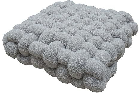 Cuscini quadrati con nodo quadrato in pile di agnello, cuscino intrecciato per casa, divano, letto, sedia, decorazione per camera da letto, grigio chiaro, 30 x 50 x 12 cm