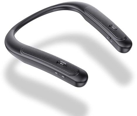 Gardway Neckband Bluetooth Speaker, Wireless Wearable Speaker w/lightest 78g Weight, Hands-Free Calling, 12 Hrs Playtime, Portable Speakers w/Built-in Mic for Home, Office and Outdoors