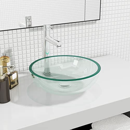 ShGaxin Lavabo de Vidrio, Lavabo sobre Encimera, Lavamanos para Baños, Lavabo Baño, Mueble Lavabo, Muebles De Baño, Templado Transparente 35x12 cm