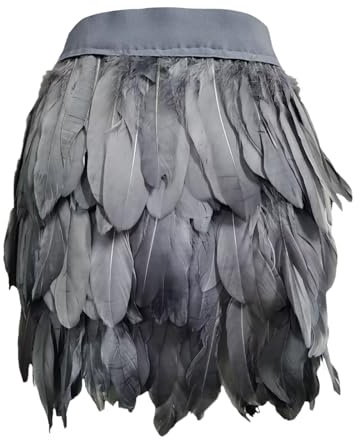 Damen Federrock Gothic Cosplay Faschingskostüme Sexy Minirock Elastische Taille Karneval Kostüm Party Feder Rock Retro Schwarz Federrock Mini Skirt