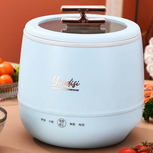 Sky Blue,Mini cuociriso Adatta per 2-3 Persone, cuociriso Multifunzione da 1,8 l con pentola Interna Antiaderente e misurino, con Funzione di Mantenimento in Caldo