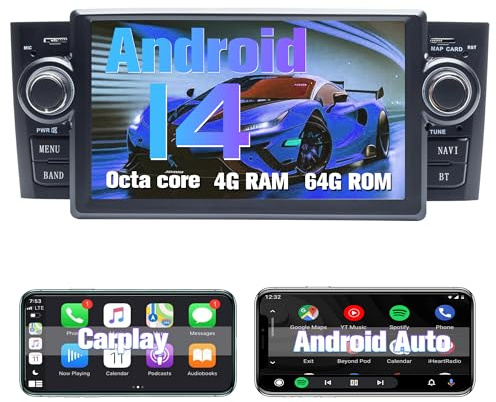 Android Autoradio per FIAT Linea (2007-2011) Grande Punto (2005-2009) Android schermo stereo radio GPS Wireless Carplay, Android Auto, navigazione, Bluetooth, WIFI, FM/AM Radio [4G RAM+64G ROM]
