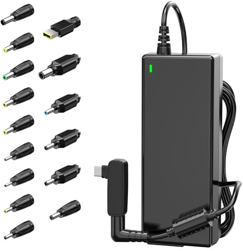 SUNYDEAL 100W Uiversal Netzteil Laptop Ladekabel Ladegerät mit USB C für HP Lenovo ASUS Acer Dell Medion Charger 19V 19.5V 20V 5A Max Adapter mit 16 Stecker -not for Gaming Asus ROG/Tuf Lenovo Legion