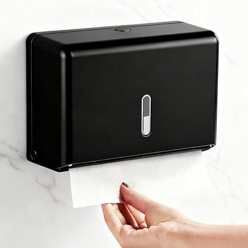 Distributeur de serviettes en papier, distributeur de serviettes en papier, 200 feuilles pliées en Z/Multifold, distributeur de papier pour cuisine, salle de bain, bureau, restaurant, noir