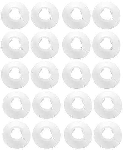Yulokdwi Cache Tuyau Radiateur | 20 Pièces Protection Plaques De Tuyauterie Pour Tuyau Diamètre 16mm,Manchons Rosace Tubes,Pour Radiateur Salle De Bain Douche Évier Plomberie Extérieure
