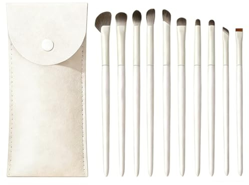 10 Unités Pinceaux de Maquillage, Pinceaux De Maquillage Yeux, Pinceau Eyeliner avec Pochette PU, Outils De Maquillage Pour Ombres À Paupières Et Sourcils