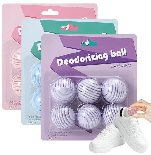 18 Pcs Shoe Deodorizer Balls,Shoe Freshener with Lavender, Peach and Ocean Scents, Compact Design for Sneakers Trainers Lockers, Wardrobes Lockers, Gym Bags, Homes, Offices and Cars