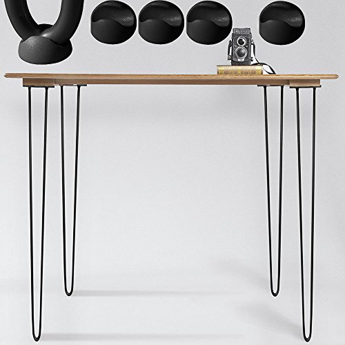 Melko Hairpin Legs Tischbeine 4 Stück 71 cm 2 Streben 12 mm Stahl Schwarz | pulverbeschichtet gegen Rost, vorgebohrte Befestigungslöcher, inkl. Bodenschoner und Schrauben, für Bänke und Upcycling-Möbel