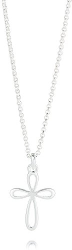 Molly Brown London Sterling Silver Signature Cherish Cross Necklace. Ideal for Christening, Holy Communion Gifts for Girls, Flower Girl and Bridesmaids Gifts