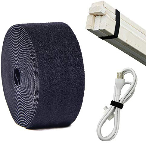 ANDERK 6CM x 5M Nichtklebendes Klettband zum Nähen Klettverschluss zum Nähen Klett Kabelbinder, Schwarz