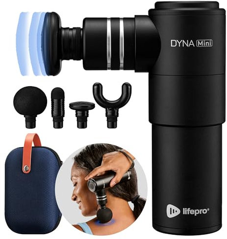 Mini Massage Gun Deep Tissue Massager - DynaMini Portable Percussion Muscle Massager Gun for Pain Relief - Super Small & Quiet Muscle Massage Gun with Easy Carry Case for On The Go Usage