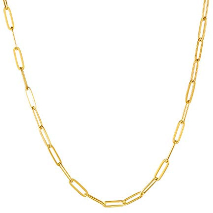Sunling Stainless Steel Dainty Paperclip Link Chain Necklace for Women with Extension - Silver and Gold Color