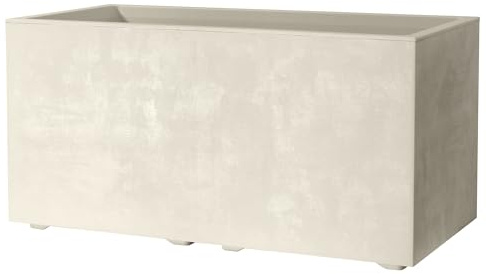 Deroma Millennium Planter | 23” x 10” x 10 Rectangle | Light & Durable Plastic | Indoor or Outdoor Pot for Patio/Porch | Includes Water Reserve & Drain Plug | Pot for Plants, Flowers, Garden | Pearl
