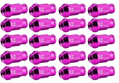 Akozon 20 Stück Radmuttern Rad Muttern Aluminium Autoreifenschraube Radmuttern M12x1,5 Selbstsichernde Sechskant Muttern Autoreifenschraube Radmutter Rennradmutter Universal (Lila)