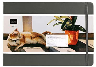 Etchr Perfect Sketchbook - Blocco da disegno formato A4 orizzontale, stampa a freddo, tecnica mista, 100% cotone
