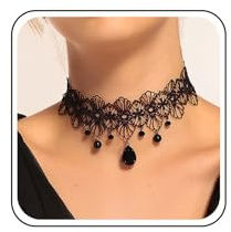 TseenYi Collier Dentelle Noir Vintage Perle Tassel Bijoux Pour Femmes Et Filles Cocktail Party