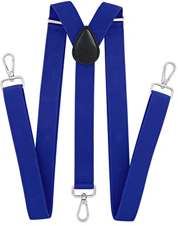 axy Herren Hosenträger mit 3 robusten Karabiner Verschluss 2,5 cm breit Y-Form stufenlos verstellbar