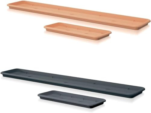 B2C Pot Rectangle Drip Trays Indoor Outdoor Plant Saucer Plastic Tray Saucers (77.3cm x 15.5cm, Anthracite)