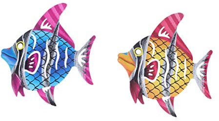 Yardwe 2stücke Wanddeko Fisch Aus Eisen Kreativ Fisch-wandkunst -wandhänger -wanddeko Wanddeko Robust Bemalt Rustikal Modern Wohnzimmer Schlafzimmer Küche Bad Büro