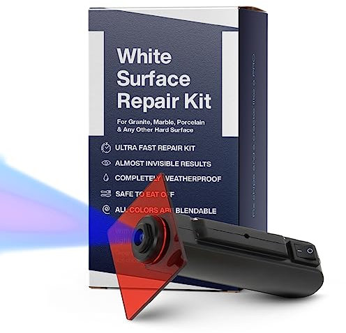 Quarz-Reparatur-Set für Arbeitsplatten (transparent, weißes Acryl und dunkelweiße Farbe) – ideal als Fliesen, Fiberglas, Badewanne, Keramik-Reparatur-Set I funktioniert hervorragend für Granit,