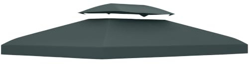 Outsunny Copertura per Gazebo da Giardino Telo 3x4m Grigio Antracite | Tetto Sostitutivo, Impermeabile, in Poliestere, Telo per Gazebo, Fori Drenaggio