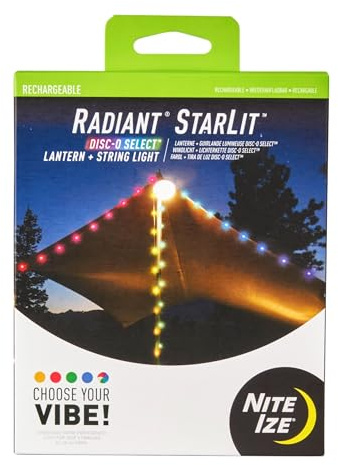 Nite Ize Radiant Starlit Rechargeable Lantern and String Light - Disc-O Select, White