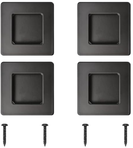 MOROBOR Tiradores empotrables de dedo, 4 tiradores cuadrados de acero inoxidable para puerta corredera de armario empotrado, para cajón, armario, armario, negro mate, 70 mm