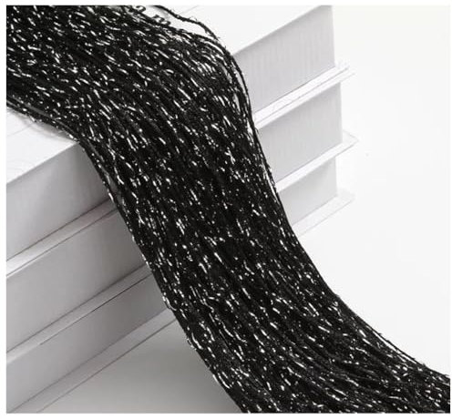 Wisafory Fadenvorhang Fadengardine Glitzer Fadenvorhänge Fliegenvorhang Raumteiler Fliegenschutz Fransen Vorhang Fadenvorhang Dekoration für Tür, Fenster, Zuhause 100 x 200cm Schwarz
