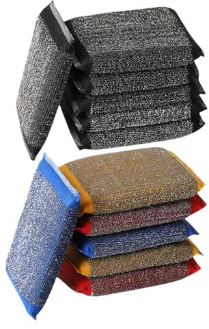 6/12 spugne per piatti da cucina, spugne per la pulizia della cucina con bordi ben sigillati, resistenti spugne per piatti, forniture per la pulizia della cucina per piatti, 13 x 8,5 x 2 cm