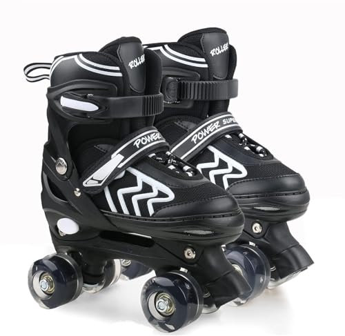 Verstellbare Rollschuhe für Kinder mit Leuchtenden Rädern für Mädchen und Jungen und Anfänger, 4 Größen