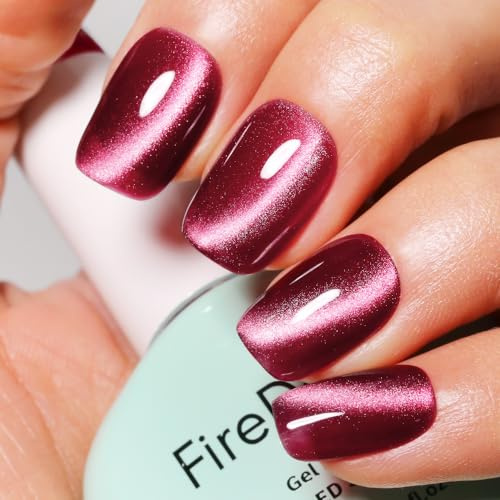gel Firedeep gel Katzenaugen-Nagellack 16ml Rubinroter Rot Holografischer Glitter UV/LED-Lack für die Nagelkunst DIY zu Hause Maniküre mit Magnetic Stick