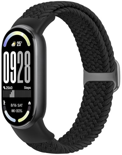 Bcuckood flätat armband kompatibelt med Xiaomi Smartband 10/9/8, elastiskt klockarmband Solo Loop nylon stretchigt ersättningsarmband för Xiaomi Smart Band 10/9/8 för kvinnor och män