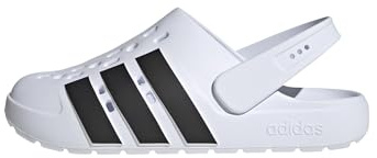 adidas Unisex-Adult Adilette Clog, White/Black/White, 10