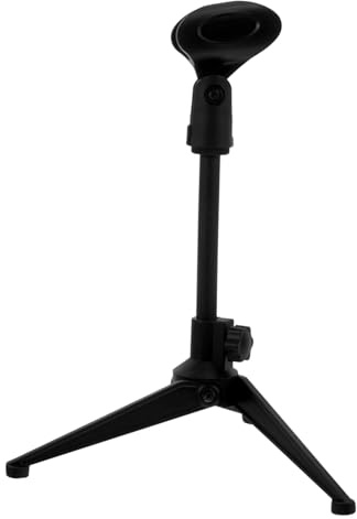 Mikrofon Tischständer mit Klemme, Höhenverstellbar 21 bis 27, 5 Cm | Kunststoff Ausführung, 30–40mm Klemmmaß, Dreibein Basis, Einfache Montage