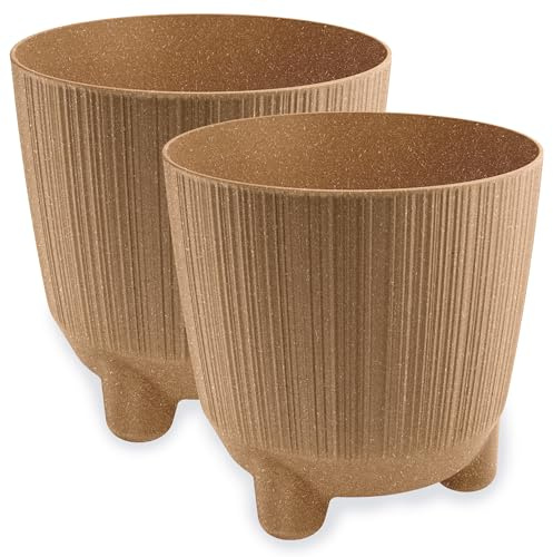 PECZEKO Blomkruka matta, planteringskruka med ben, dekorativ kruka för, stora och små växter, set om 2 blomkrukor, blomkruka örtkruka (2-pack) kräm, ø 17 cm