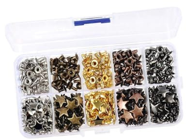 DIYEAH 400 Ensembles Rivets Étoile Simple Face Rivets Pop Rivets Étoiles Clous à Pointes Coniques Kit Goujons Rivet Étoile Petits Rivets Papier Étoile Rivets Pour Tissu Double Le Fer