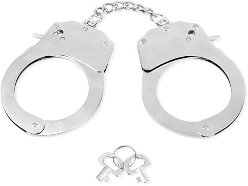 BOXOB Menottes Jouet avec Clés, Acier Inoxydable Fausses Police Menottes en Métal pour Déguisement Police Accessoire Scène et Jeu Rôle d'Halloween(Argent)