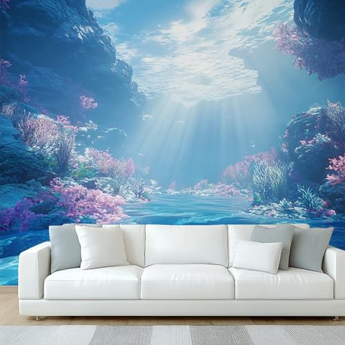 Générique Papier Peint Panoramique Sous-Marin, Papier Peint Océan Paysage Mer, Fresque Murale, Decoration Chambre Salon, 500 x 260 cm